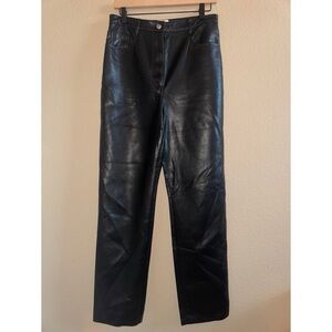 Wilfred Aritzia Melina Black Vegan Leather Wide Leg Pants‎ Size 10